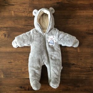 Baby Bear Hooded Romper Pramsuit Onesie Jumpsuit
